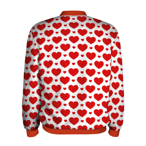 Мужской бомбер 3D Сердечки - любовь, цвет красный - фото 2