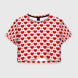 Женская футболка Crop-top 3D Сердечки - любовь