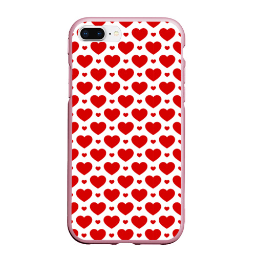 Чехол для iPhone 7Plus/8 Plus матовый Сердечки - любовь, цвет розовый