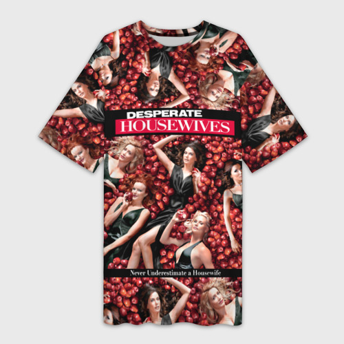 Платье-футболка с принтом Desperate Housewives - в яблоках, вид спереди №1