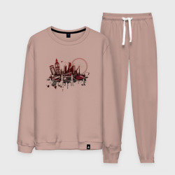 Мужской костюм хлопок London. Dark red design