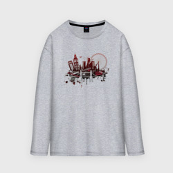 Мужской лонгслив oversize хлопок London. Dark red design