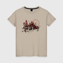 Женская футболка хлопок London. Dark red design