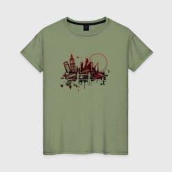 Женская футболка хлопок London. Dark red design