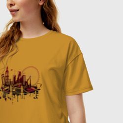 Женская футболка хлопок Oversize London. Dark red design - фото 2