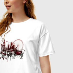 Женская футболка хлопок Oversize London. Dark red design - фото 2