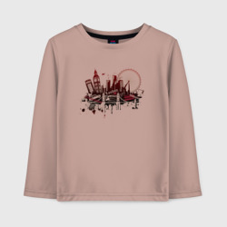 Детский лонгслив хлопок London. Dark red design