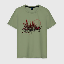 Мужская футболка хлопок London. Dark red design