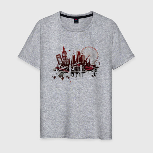 Мужская футболка хлопок London. Dark red design, цвет меланж