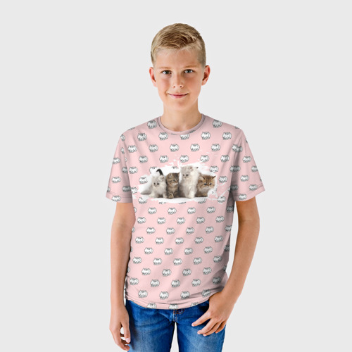 Детская футболка 3D с принтом Британская длинношёрстная, фото на моделе #1