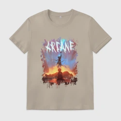 Мужская футболка хлопок Jinx here was Arcane league of Legends Джинкс