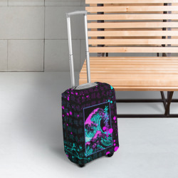 Чехол для чемодана 3D Неоновые волны  - японский стиль Канагава - фото 2