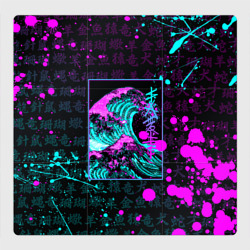 Магнитный плакат 3Х3 Неоновые волны  - японский стиль Канагава