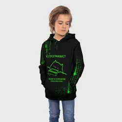 Детская толстовка 3D Кот-программист и бинарный код - фото 2