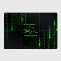 Магнитный плакат 3Х2 Кот-программист и бинарный код