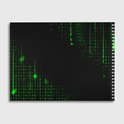 Альбом с принтом Кот-программист и бинарный код для любого человека, вид сзади №1. Цвет основы: белый