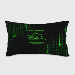 Подушка 3D антистресс Кот-программист и бинарный код