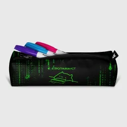 Пенал школьный 3D Кот-программист и бинарный код - фото 2