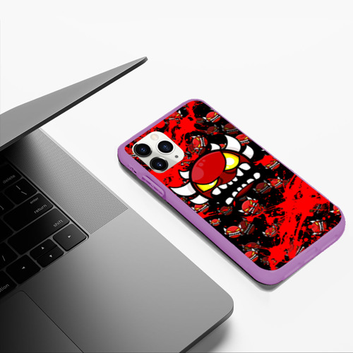 Чехол для iPhone 11 Pro Max матовый с принтом Геометри Дэш красный демон | Geometry Dash, фото #5