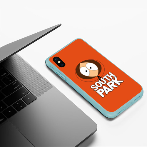 Чехол для iPhone XS Max матовый Южный Парк Кенни South Park, цвет мятный - фото 5