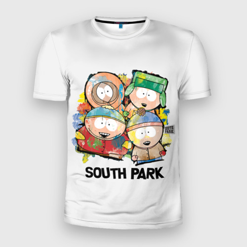 Мужская футболка 3D Slim с принтом South Park - Южный Парк краски, вид спереди #2