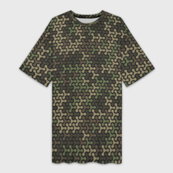 Платье-футболка 3D Абстрактный военный или охотничий камуфляж