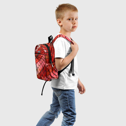 Детский рюкзак 3D с принтом Красная спартаковская чешуя, вид сзади #1