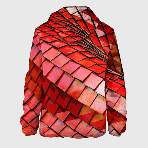 Мужская куртка 3D с принтом Красная спартаковская чешуя, вид сзади #1
