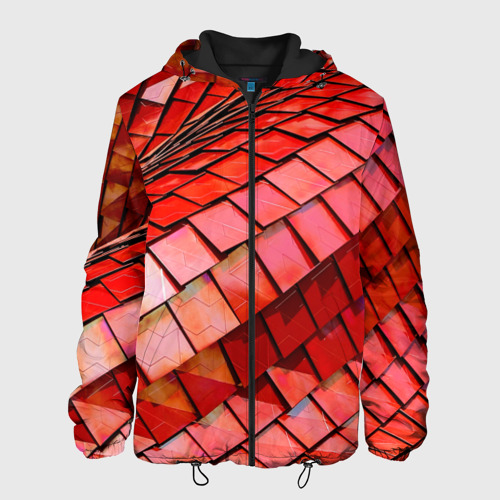 Мужская куртка 3D с принтом Красная спартаковская чешуя, вид спереди #2