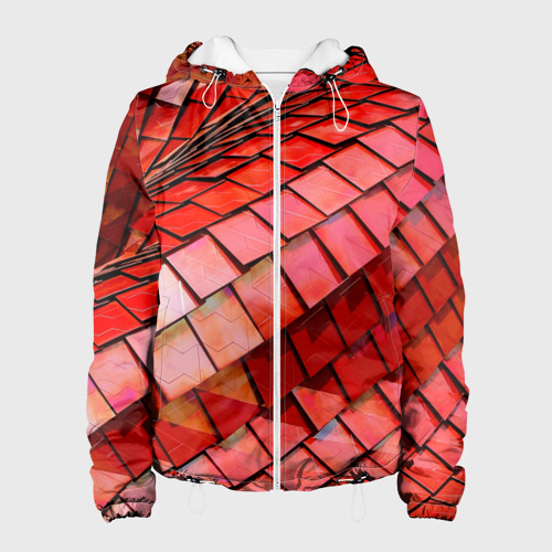 Женская куртка 3D Красная спартаковская чешуя, цвет белый