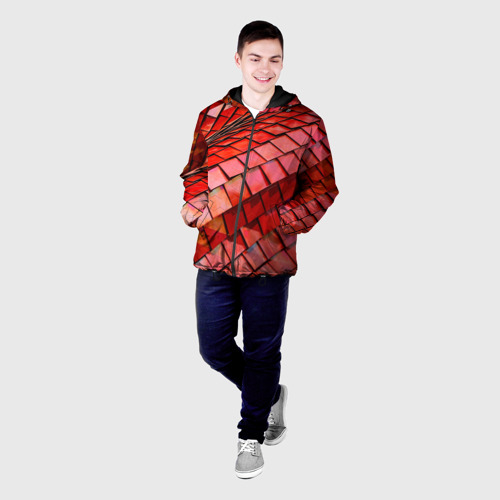 Мужская куртка 3D с принтом Красная спартаковская чешуя, фото на моделе #1