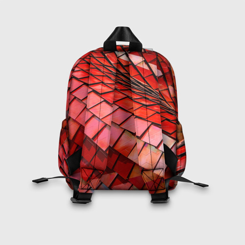 Детский рюкзак 3D с принтом Красная спартаковская чешуя, вид сзади #2