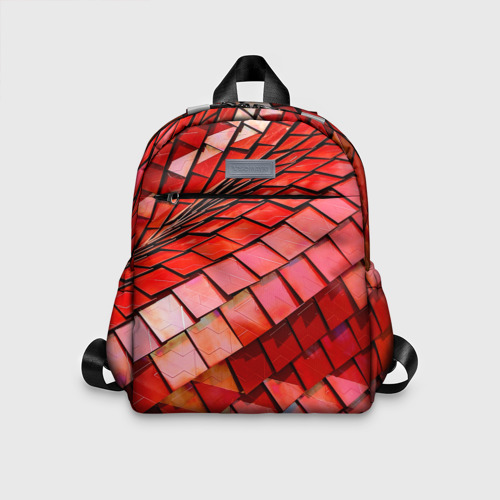 Детский рюкзак 3D с принтом Красная спартаковская чешуя, вид спереди #2