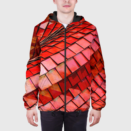 Мужская куртка 3D с принтом Красная спартаковская чешуя, вид сбоку #3