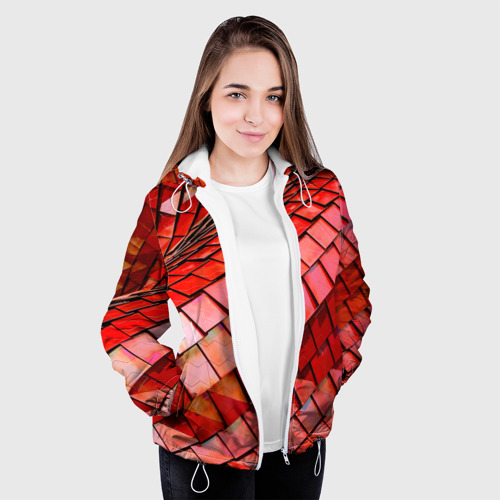 Женская куртка 3D Красная спартаковская чешуя, цвет белый - фото 4