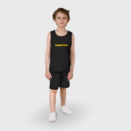 Детская пижама с шортами хлопок Logo Serious Sam, цвет черный - фото 3