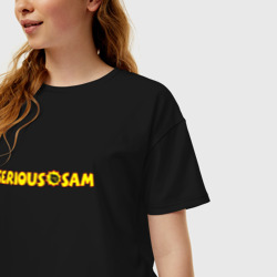 Женская футболка хлопок Oversize Logo Serious Sam - фото 2