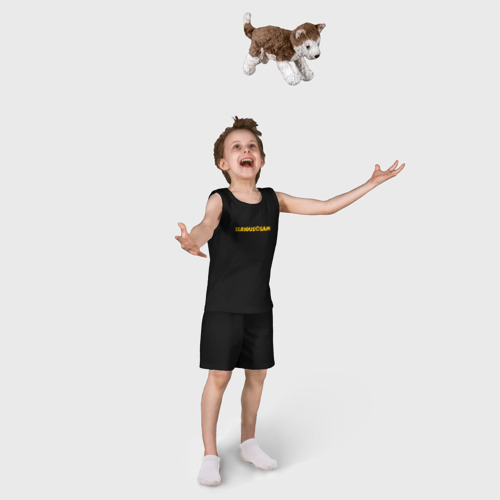 Детская пижама с шортами хлопок Logo Serious Sam, цвет черный - фото 5