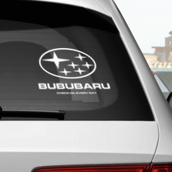 Наклейка с принтом Subaru Bububaru белый для любого человека, вид спереди №2. Цвет основы: белый