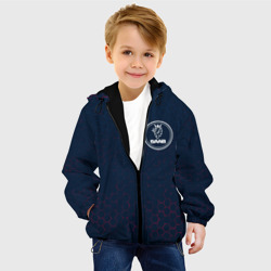 Куртка с принтом Сааб Графика для ребенка, вид на модели спереди №2. Цвет основы: черный