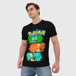 Мужская футболка 3D Стартовые Покемоны - Pokemon - фото 2