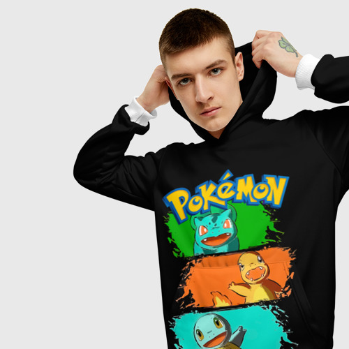 Мужская толстовка 3D Стартовые Покемоны - Pokemon, цвет белый - фото 5