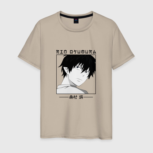 Мужская футболка хлопок Ao no Exorcist, Рин Окумура, цвет миндальный