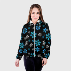 Женская куртка 3D Снежинки Черепа черный - фото 2