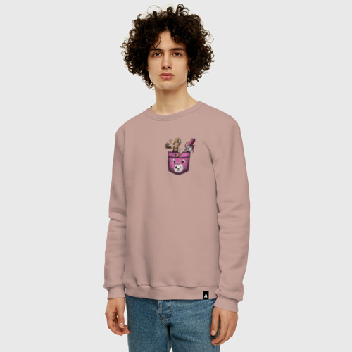 Мужской свитшот хлопок Крошка Тина в кармане, цвет пыльно-розовый - фото 3
