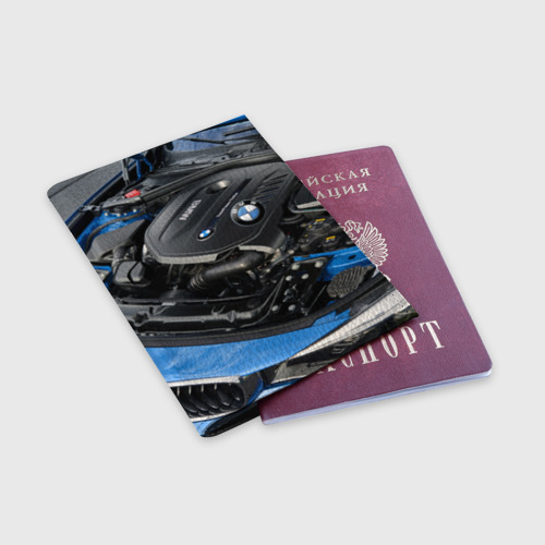 Обложка для паспорта матовая кожа BMW Engine Twin Power Turbo, цвет черный - фото 3