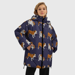 Женская зимняя куртка Oversize Английские бульдоги паттерн - фото 2