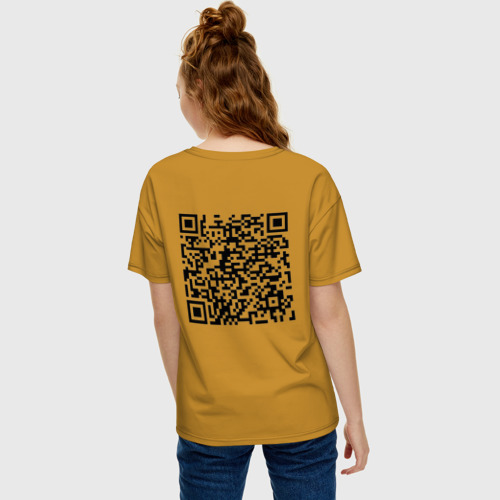 Женская футболка хлопок Oversize QR-код Скала Джонсон, цвет горчичный - фото 4