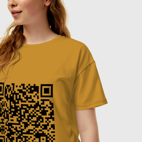 Женская футболка хлопок Oversize QR-код Скала Джонсон, цвет горчичный - фото 3