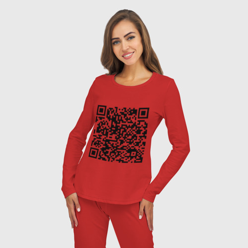 Женская пижама с лонгсливом хлопок QR-код Скала Джонсон, цвет красный - фото 5